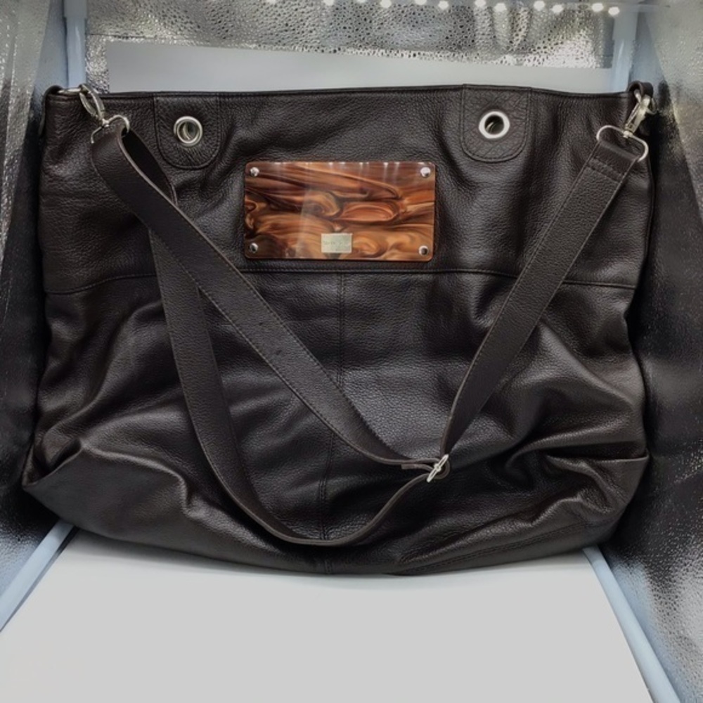 STELLA PAGE 1744 large brown leather shoulder bag